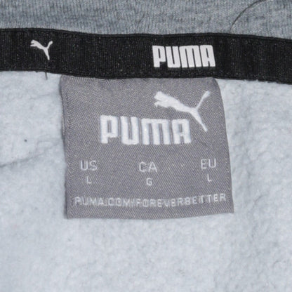 Puma Men's Grey Pullover Hoodie L Graphic Logo Fleece Sweatshirt