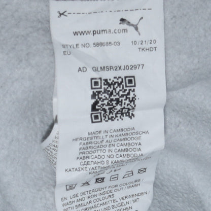 Puma Men's Grey Pullover Hoodie L Graphic Logo Fleece Sweatshirt