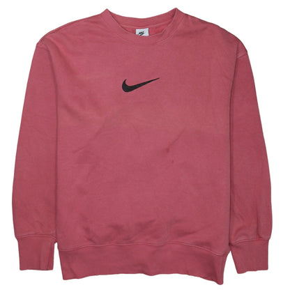Nike Womens Pink Crew Neck Pullover Sweatshirt Small Cotton Blend