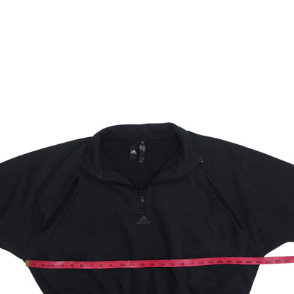 Adidas Women Black 1/4 Zip Pullover Sweatshirt UK 16-18 Activewear