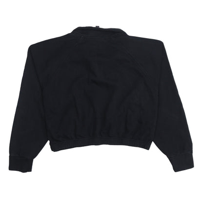 Adidas Women Black 1/4 Zip Pullover Sweatshirt UK 16-18 Activewear