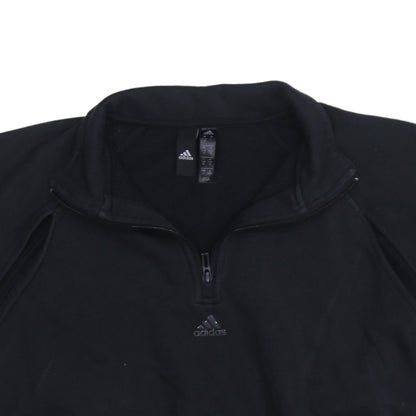Adidas Women Black 1/4 Zip Pullover Sweatshirt UK 16-18 Activewear