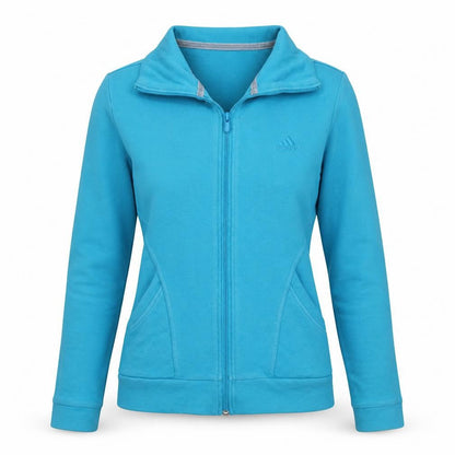 Adidas Women Blue Size 12 Track Jacket Full Zip Cotton Essentials