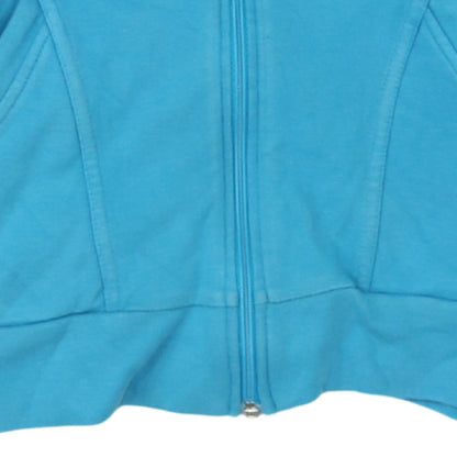 Adidas Women Blue Size 12 Track Jacket Full Zip Cotton Essentials