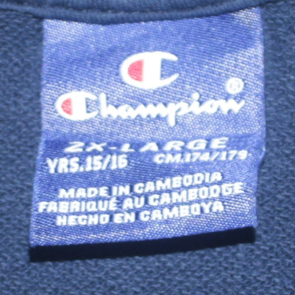 Champion Boys Navy Blue Pullover Hoodie 15-16 Years Logo Cotton Blend