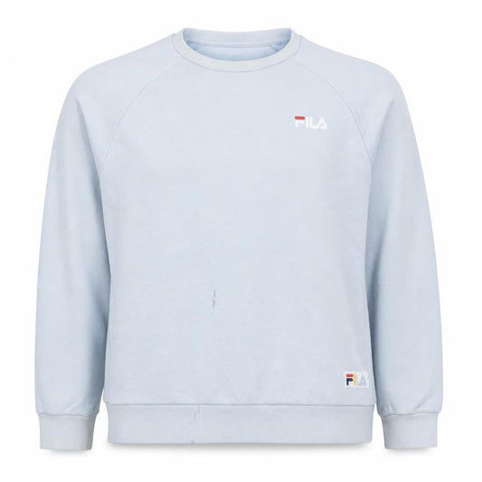 Front view of Fila Women Light Blue Crew Neck Sweatshirt, size L, Cotton Blend Logo