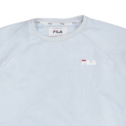 FILA Women Light Blue Crew Neck Sweatshirt Size L Cotton Blend Logo