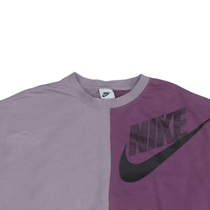 Nike Womens Purple Two Tone Crew Neck Pullover Sweatshirt Size S