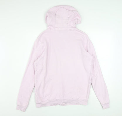 Reebok Womens Pink Pullover Hoodie Medium Cotton Logo Sweatshirt