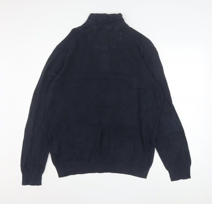 GANT Men's Blue Cotton 1/2 Zip High Neck Jumper XL
