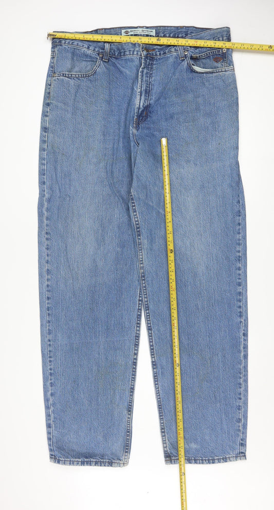 Harley-Davidson Men's Blue 40x34 Straight Leg Denim Jeans