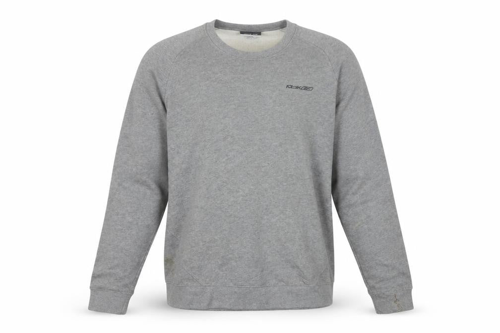 Reebok Men Grey L Sweatshirt Pullover Crew Neck Logo Cotton