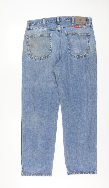Wrangler Men's Blue 35x30 Regular Fit Straight Denim Jeans