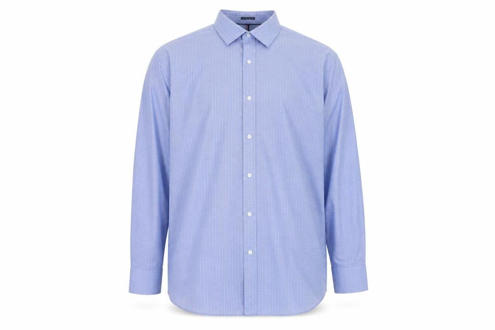 Tommy Hilfiger Men's Blue Check Regular Fit 2XL Long Sleeve Shirt