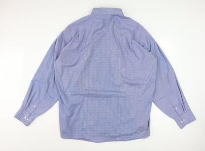 Tommy Hilfiger Men's Blue Check Regular Fit 2XL Long Sleeve Shirt