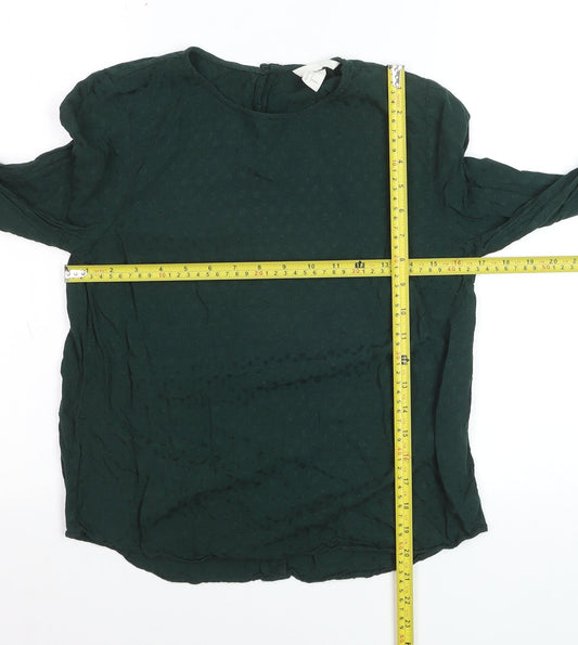 H&M Women's Green Long Sleeve Viscose Blouse Size 8