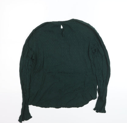 H&M Women's Green Long Sleeve Viscose Blouse Size 8