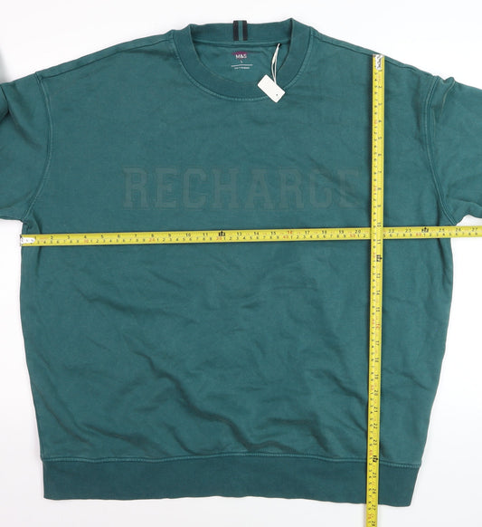 Marks and Spencer Men's Green L Recharge Sweatshirt Regular Fit