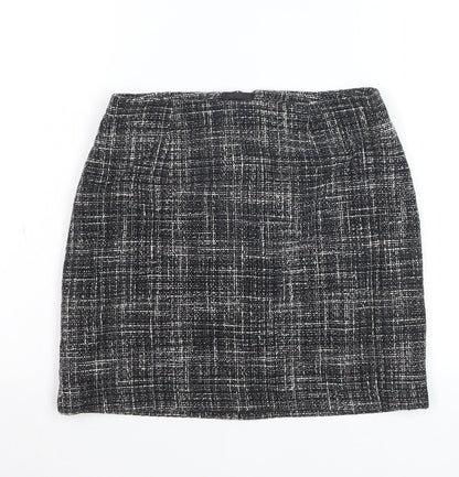 H&M Women's Black Check Tweed Pencil Skirt Size 8 Workwear
