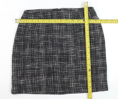 H&M Women's Black Check Tweed Pencil Skirt Size 8 Workwear
