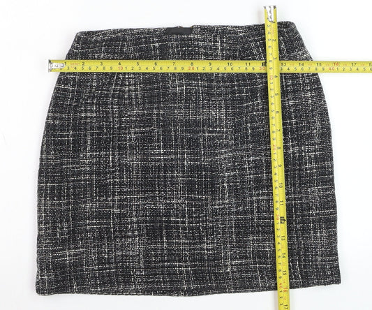 H&M Women's Black Check Tweed Pencil Skirt Size 8 Workwear