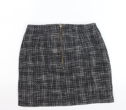 H&M Women's Black Check Tweed Pencil Skirt Size 8 Workwear