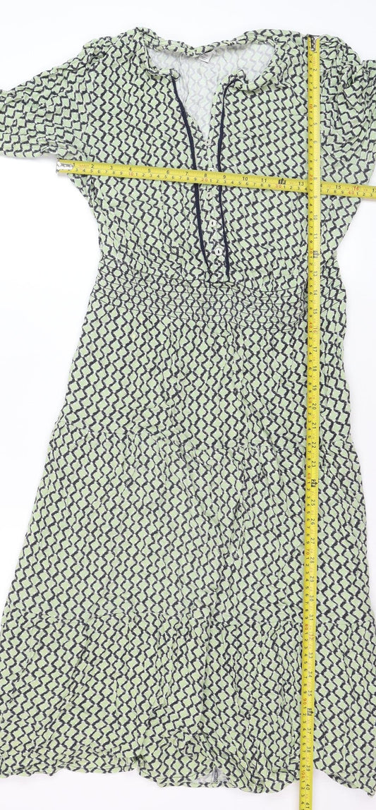 Marks and Spencer Women Green Geometric Midi Fit & Flare Dress Size 12