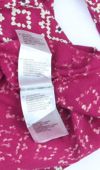 White Stuff Women Pink Geometric Cotton Blouse Size 8 Long Sleeve