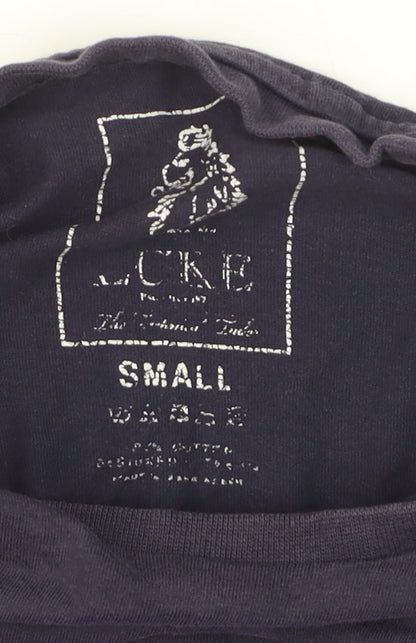 LUKE Boys Blue Colourblock Crew Neck Cotton T-Shirt Size Small