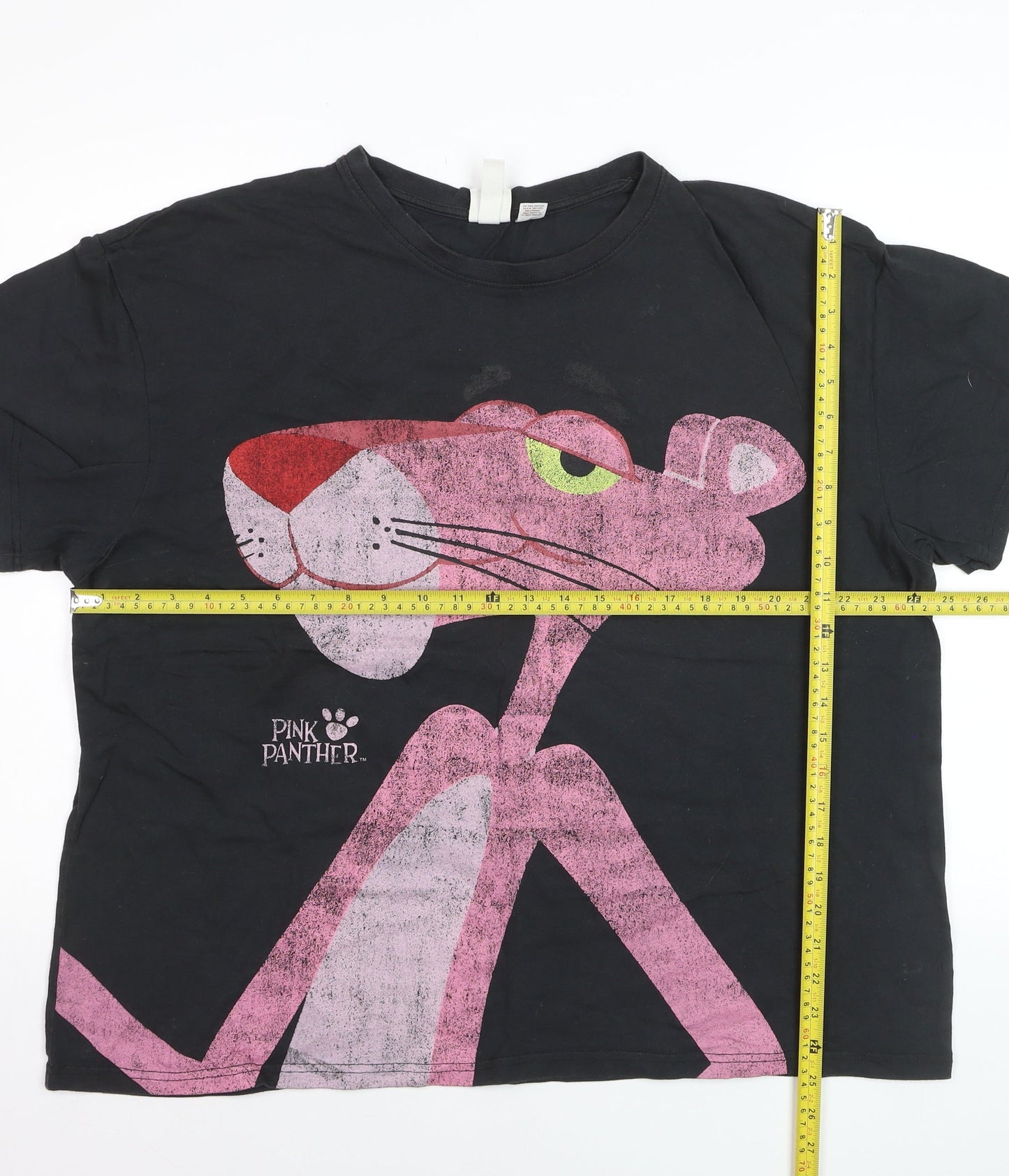 H&M Women Black Pink Panther Graphic Cotton T-Shirt XL