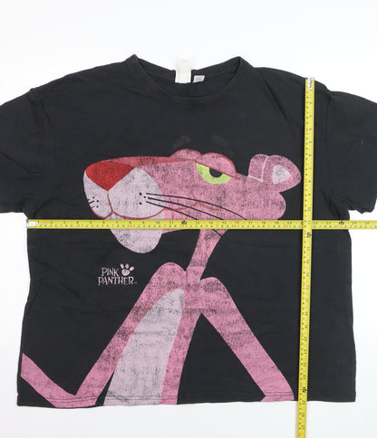 H&M Women Black Pink Panther Graphic Cotton T-Shirt XL