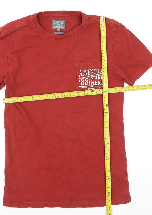 FatFace Men's Red Graphic Adventure Crew Neck Cotton T-Shirt XS