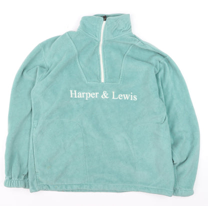 Harper & Lewis Men's Green Fleece 1/2 Zip Pullover Sweatshirt M