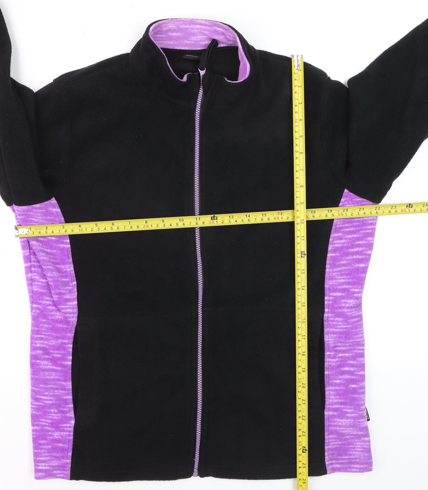 Sports Women Black & Purple Full Zip Fleece Jacket L