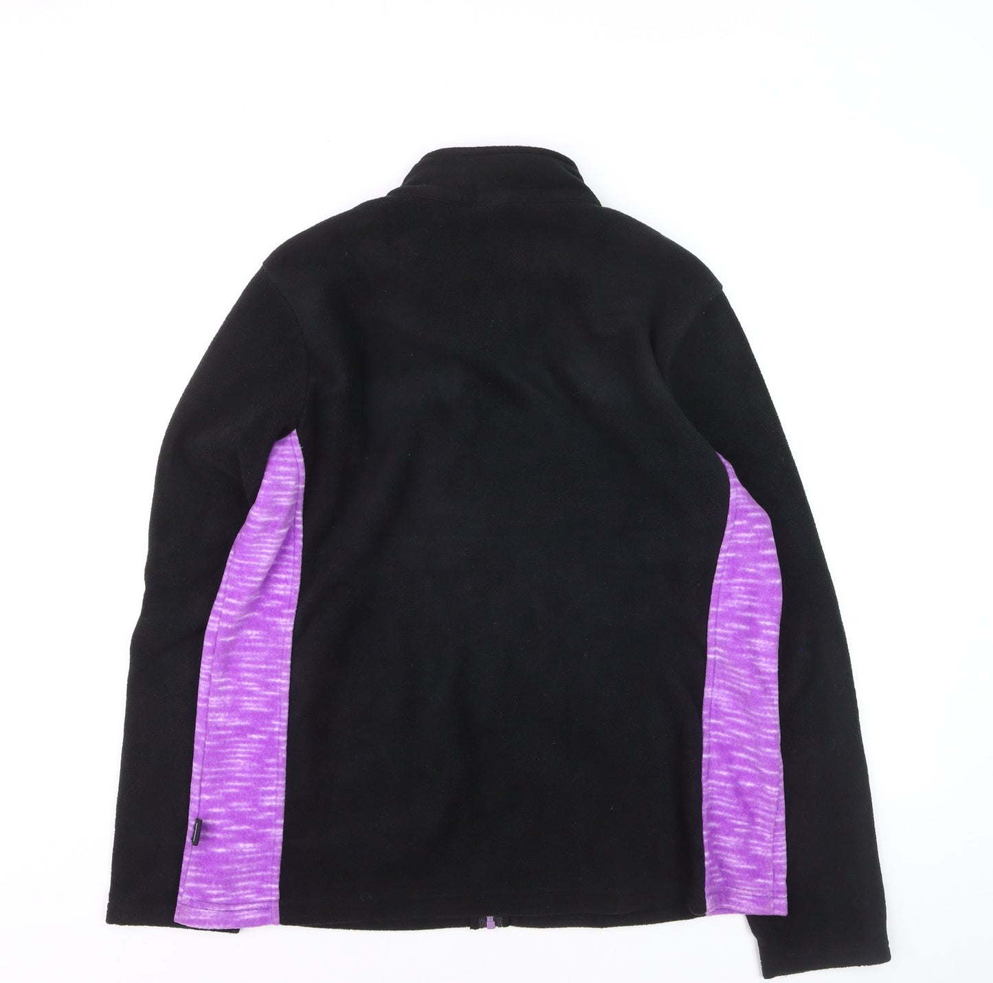 Sports Women Black & Purple Full Zip Fleece Jacket L