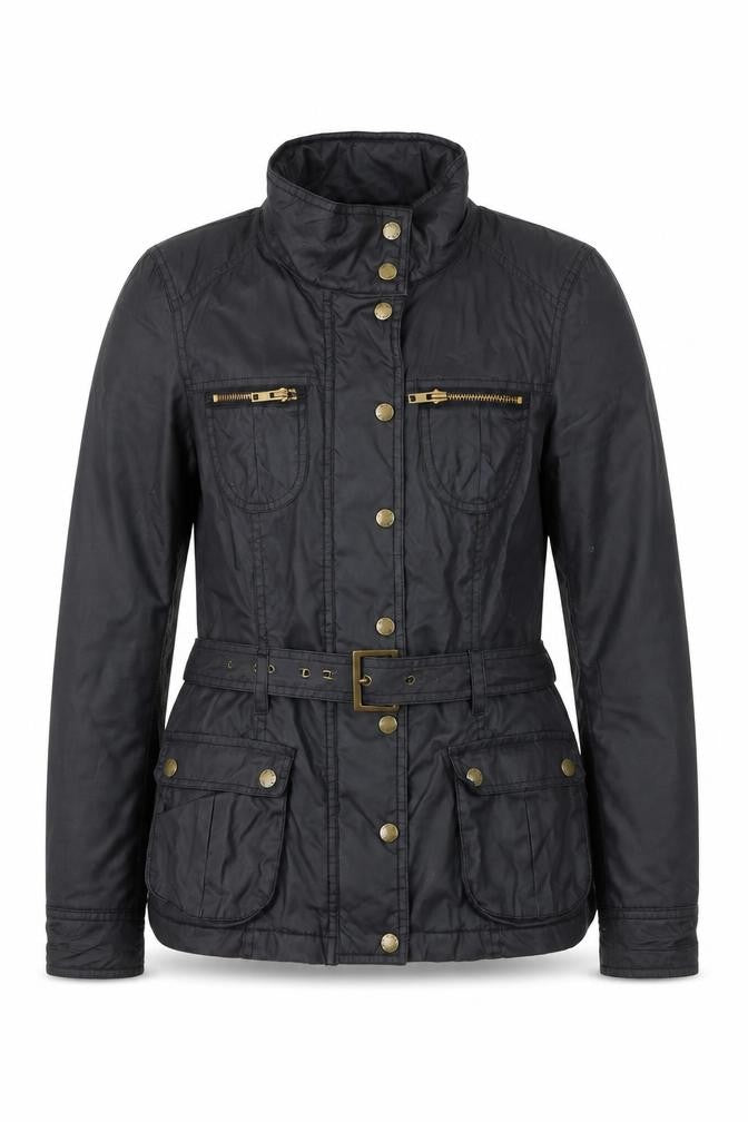 Oasis Women's Black Belted Military Jacket Size S