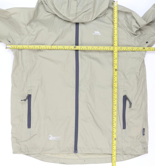 Trespass Men Beige Waterproof Breathable Hooded Rain Jacket L