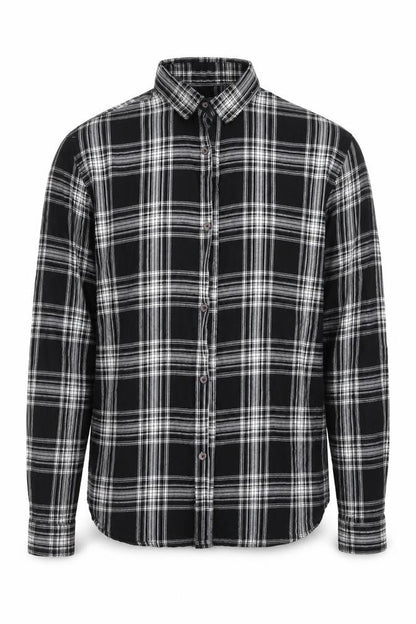 Jack & Jones Men's Black Check Cotton Long Sleeve Shirt L