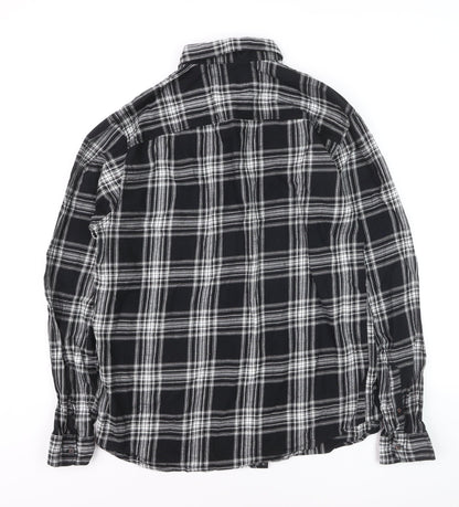 Jack & Jones Men's Black Check Cotton Long Sleeve Shirt L