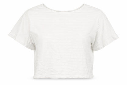 Mango Women's White XS Relaxed Cotton Blend Short Sleeve T-Shirt