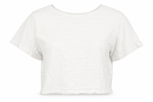 Mango Women's White XS Relaxed Cotton Blend Short Sleeve T-Shirt