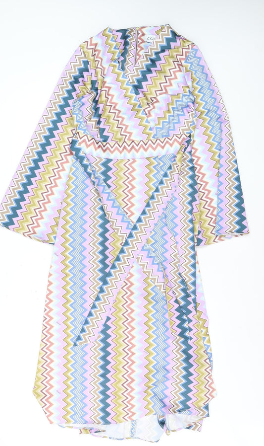 Closet London Women’s Multicoloured Chevron Midi Wrap Dress Size 10