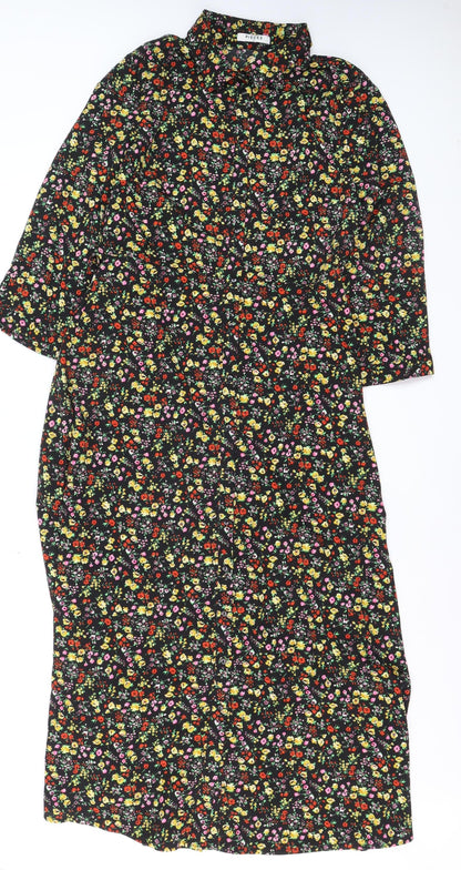 Pieces Women’s Multicoloured Floral Midi Shirt Dress Size M