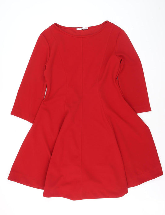 Le Sarte del Sole Women Red Fit & Flare Knee Dress L 3/4 Sleeve