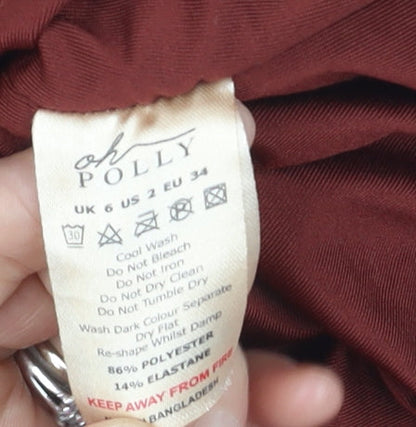 Oh Polly Women’s Brown Ruched Bodycon Mini Dress UK 6 Long Sleeve