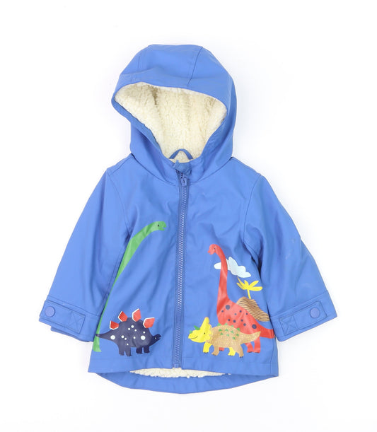 Marks and Spencer Blue Dinosaur Hooded Rain Coat 6-9 Months Unisex Baby