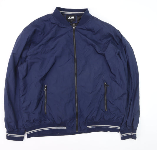 Jacamo Men’s Blue 2XL Bomber Jacket Full Zip Polyester Casual