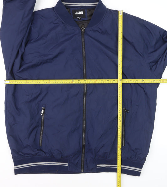 Jacamo Men’s Blue 2XL Bomber Jacket Full Zip Polyester Casual