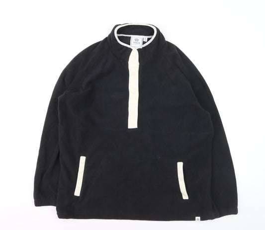 TOG24 Men's Black Fleece 1/2 Zip Windbreaker Jacket Size L