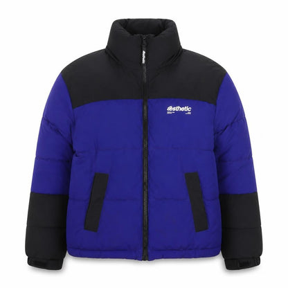 River Island Men's Blue Black Puffer Jacket Size S Winter Casual